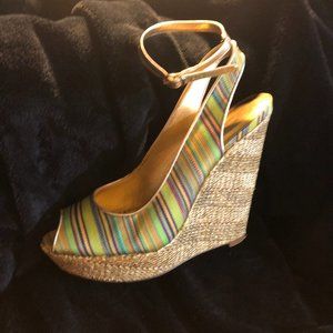 Nine West mermaid striped platform wedges Women's size 9 sandals espadrilles